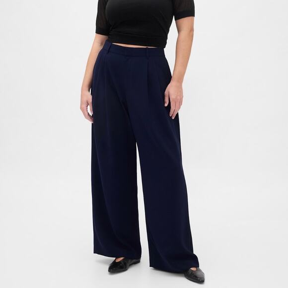 Gap Curvy 365 High Rise Pleated Trousers New Classic Navy Blue 8 - Picture 1 of 13